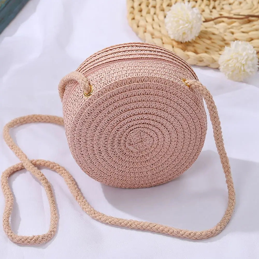 Shell Shape Straw Crossbody Shoulder Bag