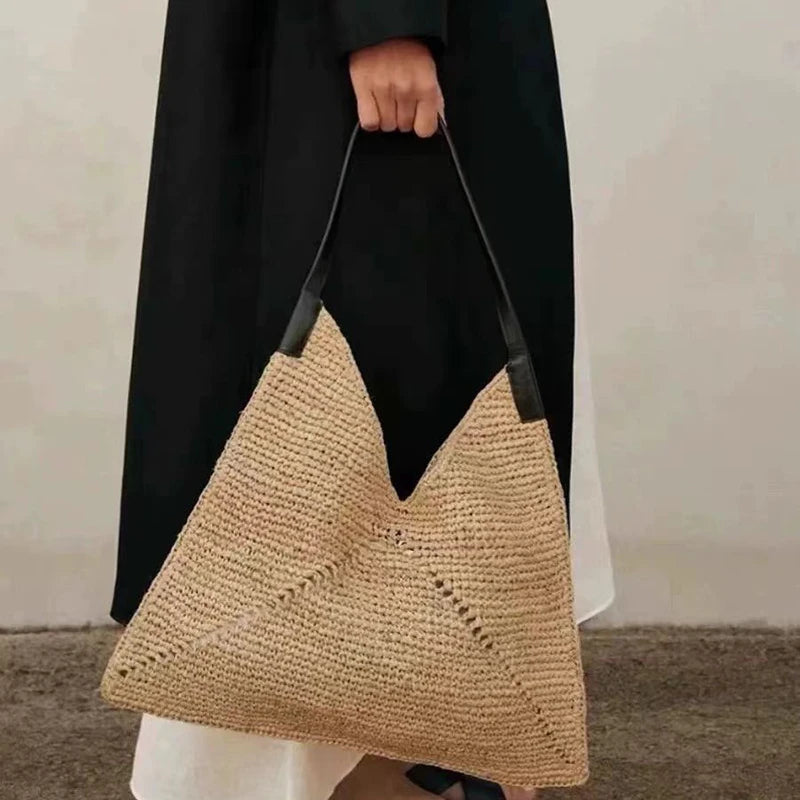 Triangle Straw Shoulder Bag