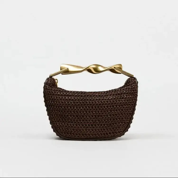 Celeste Half-Moon Crossbody Woven Straw Beach Bag