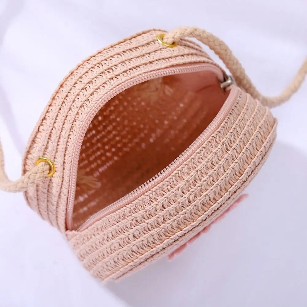 Shell Shape Straw Crossbody Shoulder Bag