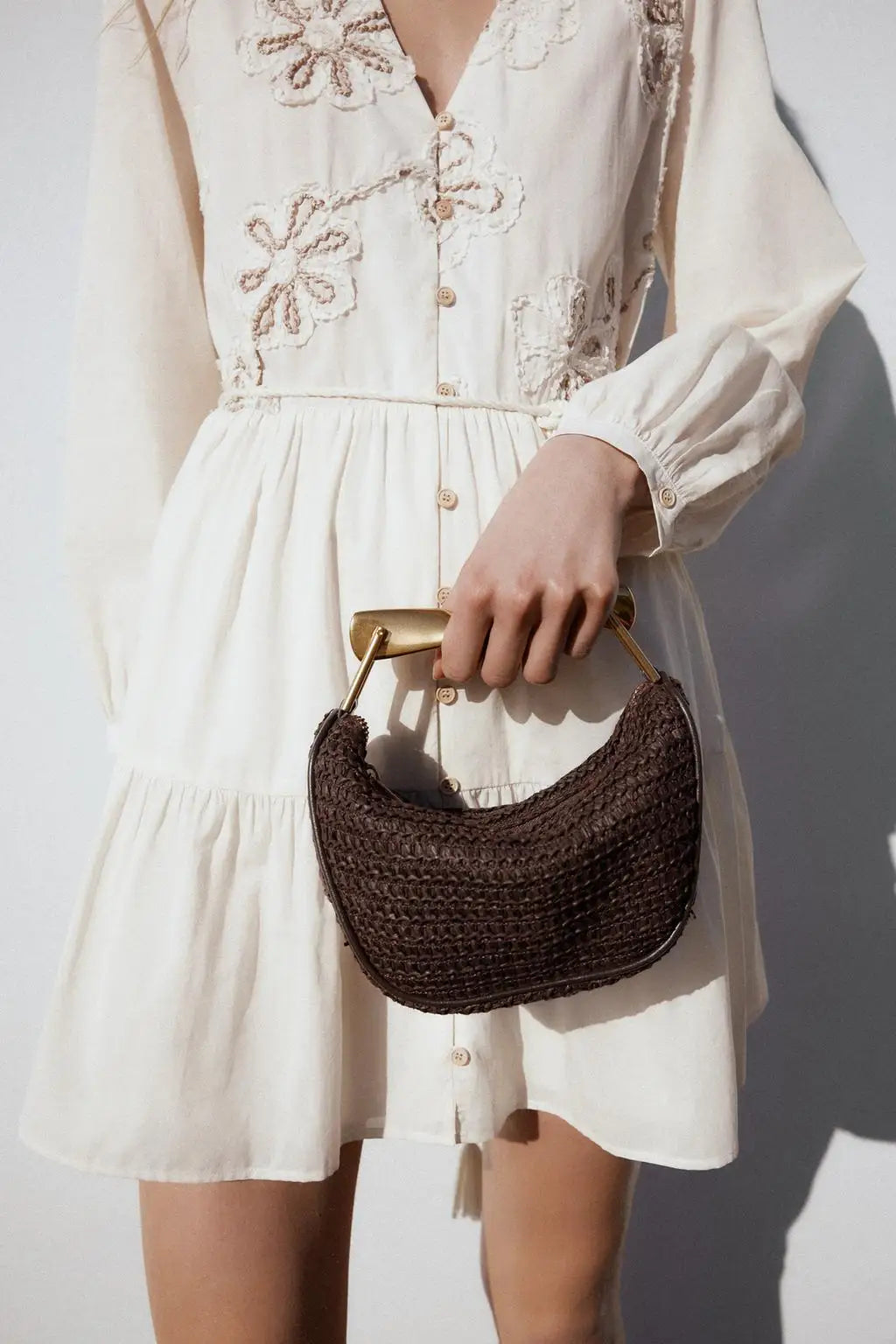 Celeste Half-Moon Crossbody - Woven Straw Beach Bag