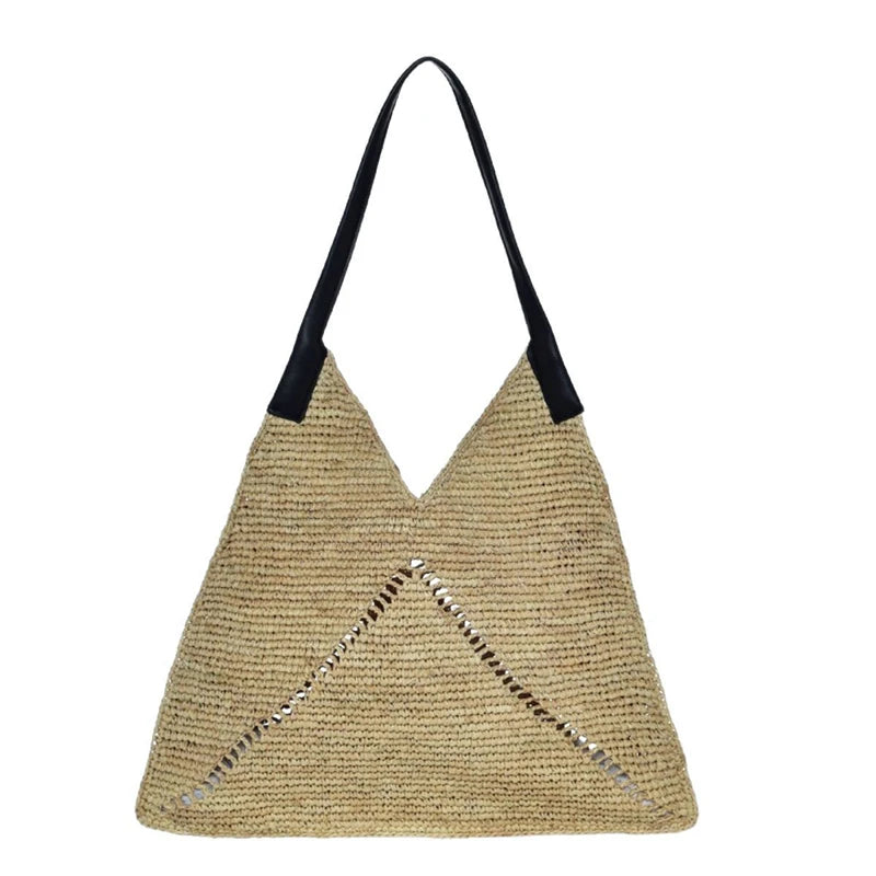 Triangle Straw Shoulder Bag