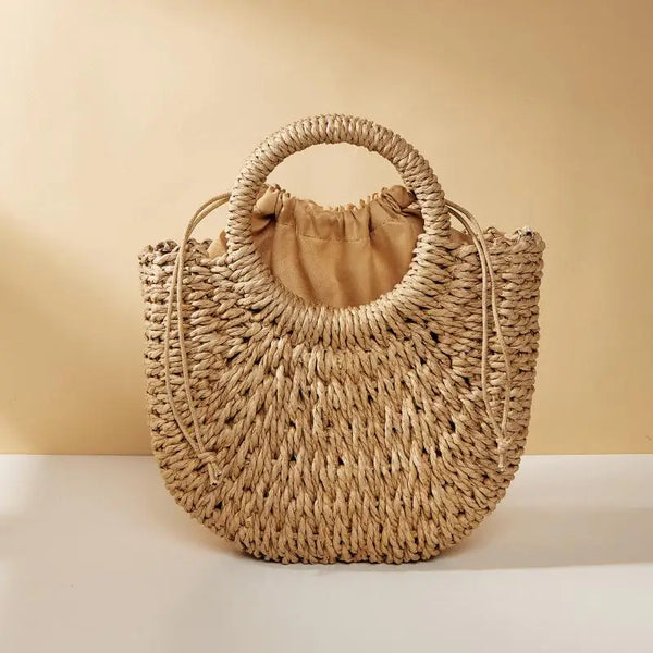 Luna Crescent Crossbody - Handwoven Straw Half-Moon Beach Bag | Women's Rattan Shoulder Bag