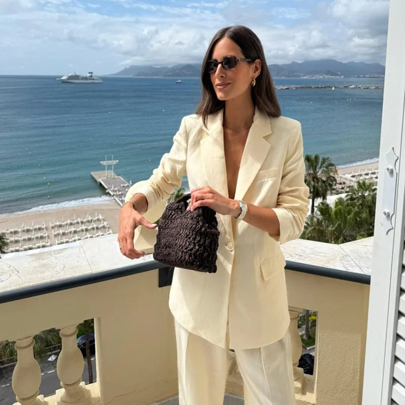 Polly Woven Straw Beach Tote Bag