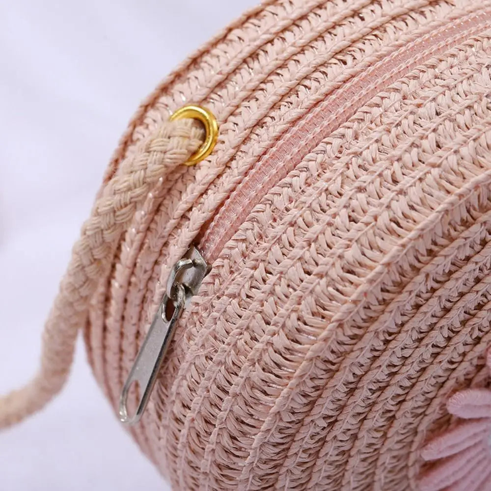 Shell Shape Straw Crossbody Shoulder Bag