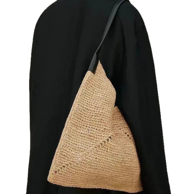 Triangle Straw Shoulder Bag