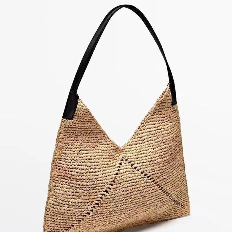 Triangle Straw Shoulder Bag