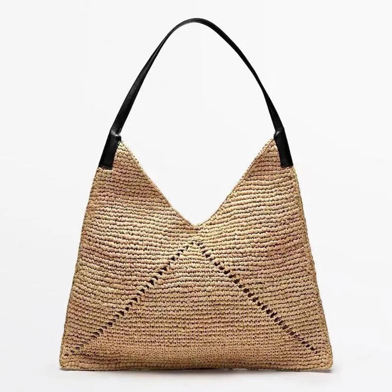 Triangle Straw Shoulder Bag