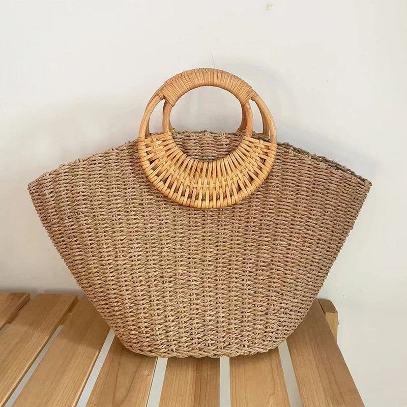 The Santorini Straw Beach Bag