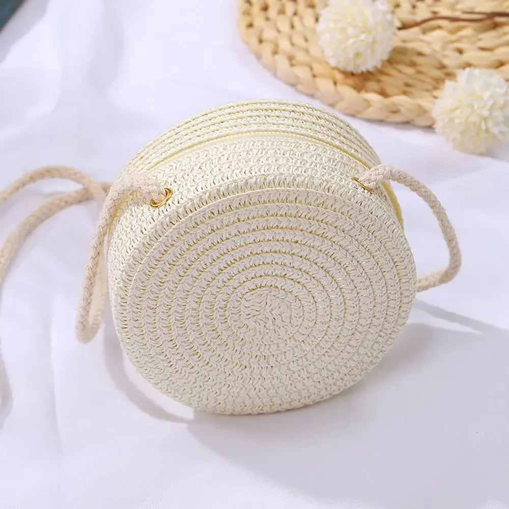 Shell Shape Straw Crossbody Shoulder Bag