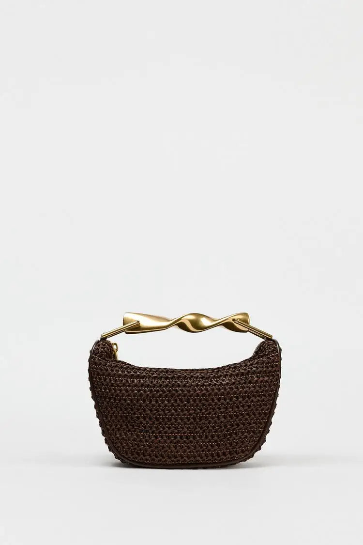 Celeste Half-Moon Crossbody Woven Straw Beach Bag