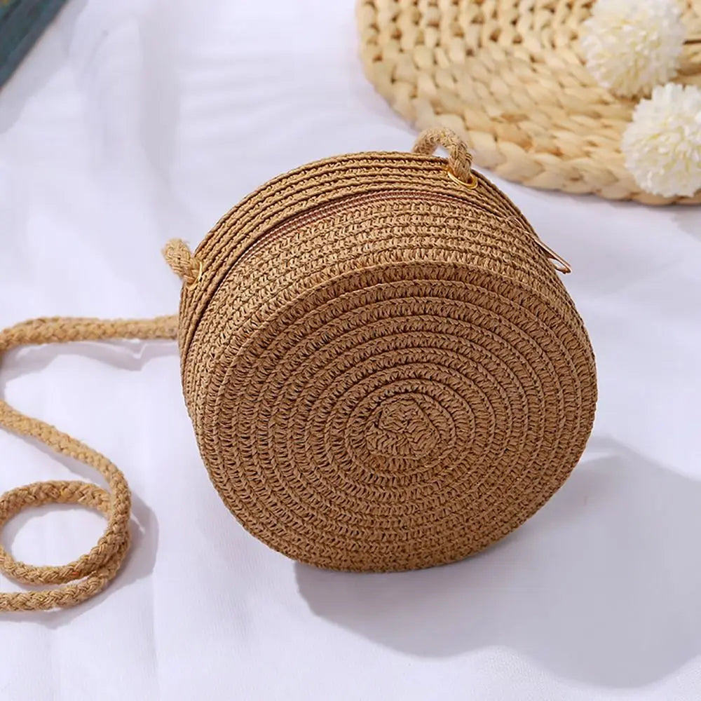 Shell Shape Straw Crossbody Shoulder Bag