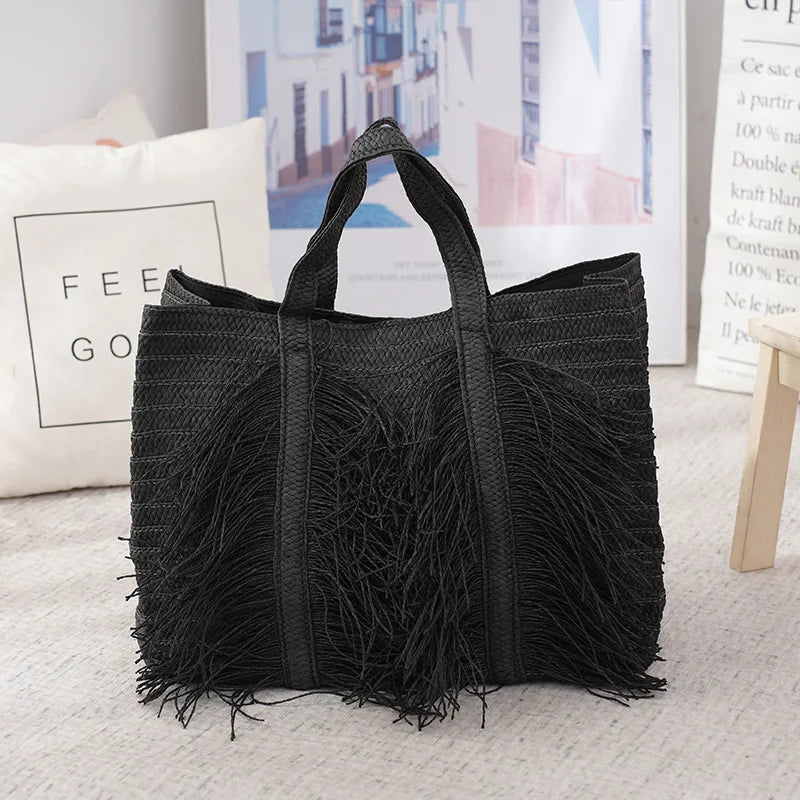 Large Capacity Handmade Straw Tote Bag