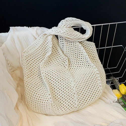 Aria Mesh Tote - Crochet Knit Beach Bag with Hollow Out Design