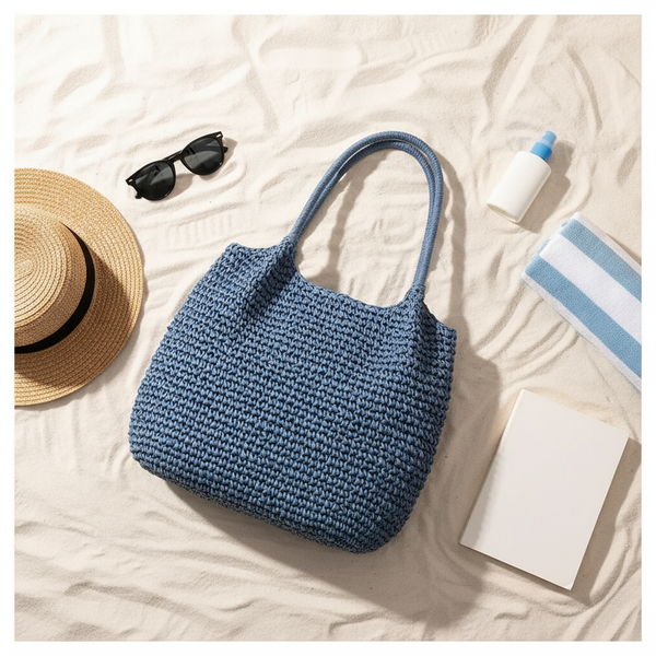 Capri Weave Tote – Beach Flat Lay