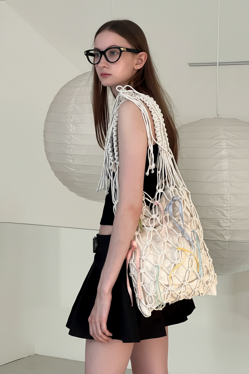 Confetti Tassel Woven Tote — Lifestyle from Reference