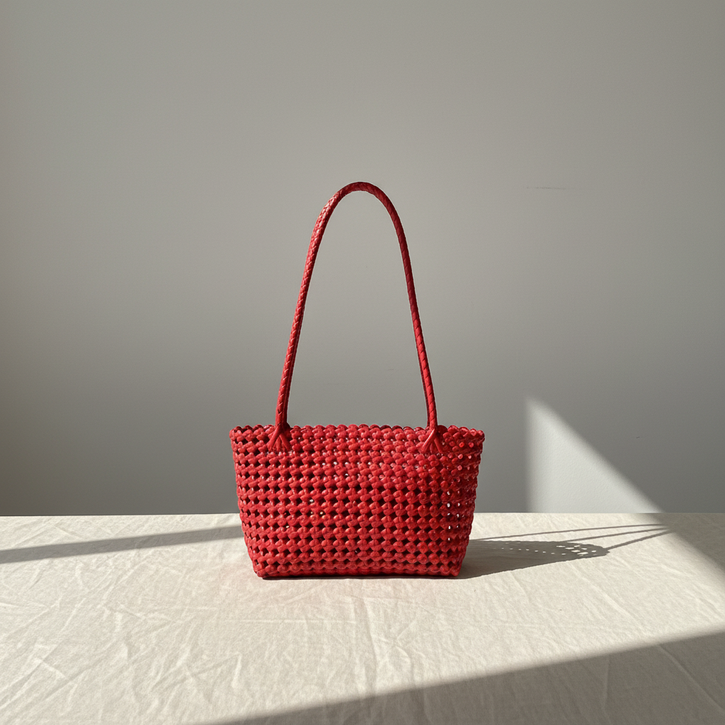 Jardin Woven Basket Bag — Hero Red