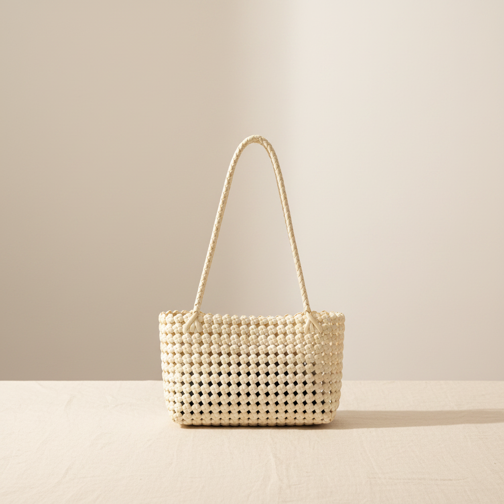 Jardin Woven Basket Bag — Hero White