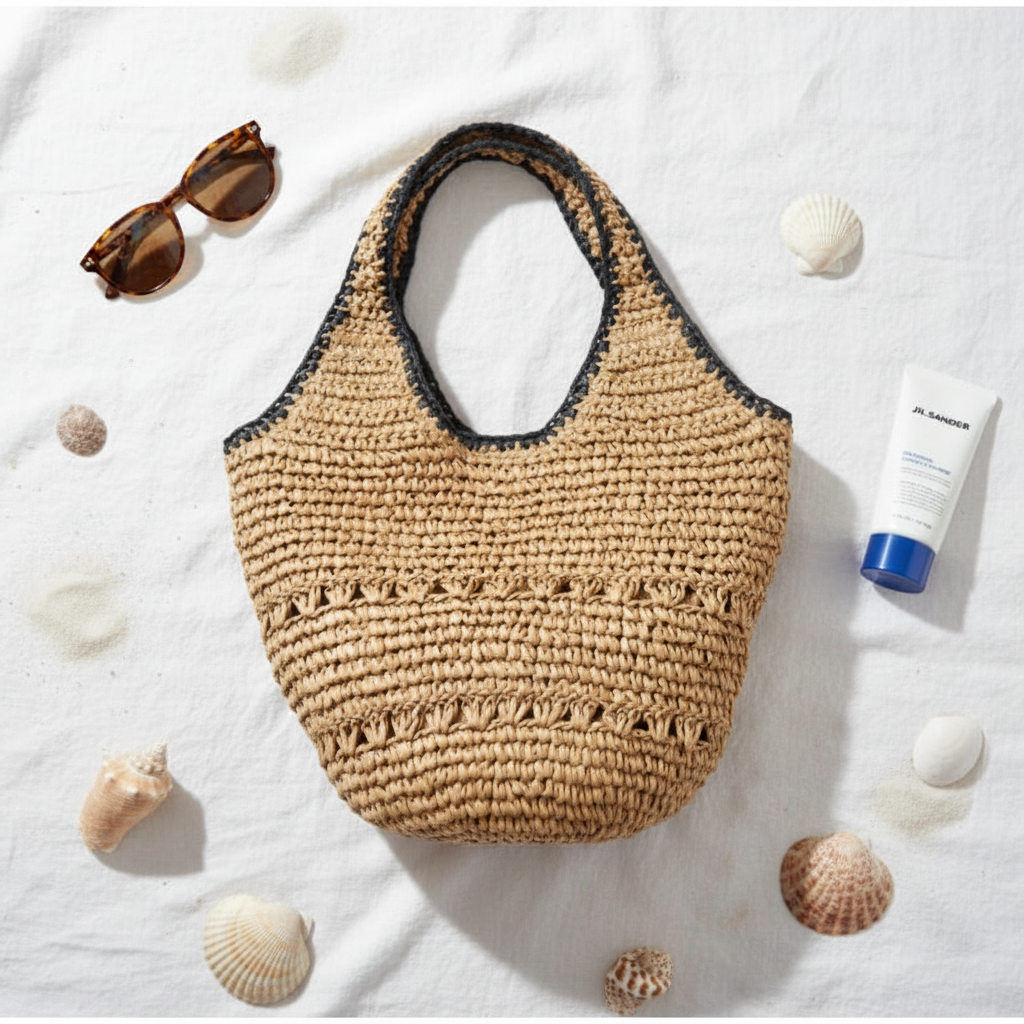 Khaki Bohème Seaside Tote - Flat Lay