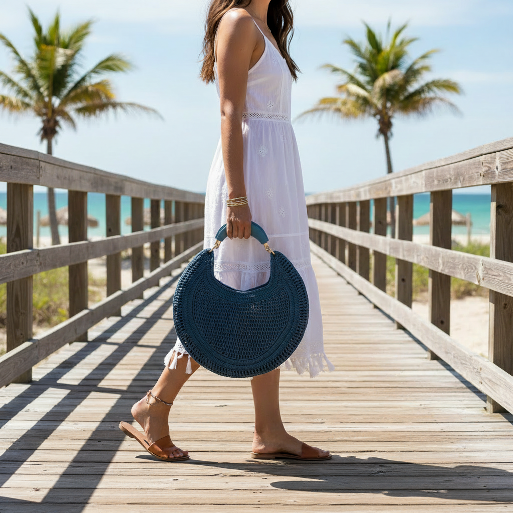 Navy Blue Soleil Classic Tote - Realistic Size